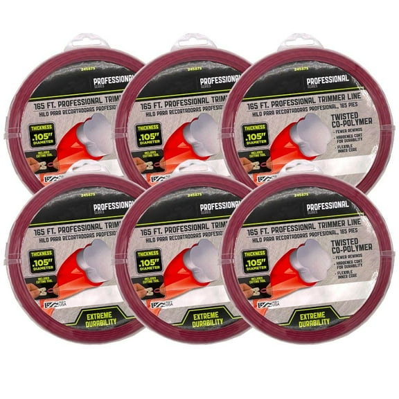 Master Mechanic PRO 165 ft x .105 in Professional Jacketed Universal Trimmer Line for Weedeater | Replacement for DWO1DT801, DWO1DT802, DWO1DT915 and More | Weed Eater String | 6 Pack
