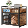 thumbnail image 1 of Cage pour Chien en Bois de 48 Pouces pour Grands Chiens – Robuste, 2 Tiroirs, Gamelles Surélevées Réglables à 360°, Table d'Appoint Décorative, 1 of 6