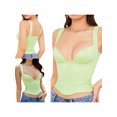 thumbnail image 4 of Camiseta sin mangas corta con corsé con escote redondo y dobladillo asimétrico para mujer XBTCLXEBCO Blanco, Grande, 4 of 5