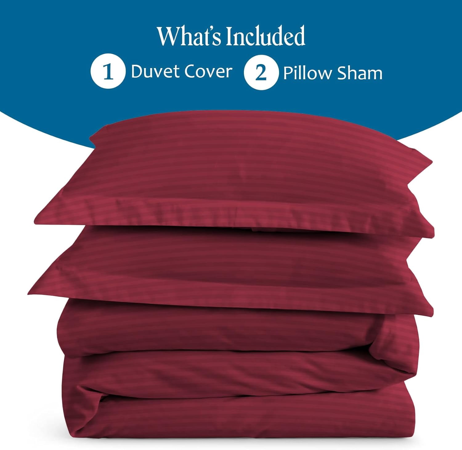 500 TC 100% Egyptian Cotton Premium Duvet set Zipper Closur Ultra Soft Durable and Fade Resistant Color Burgundy Stripe size Queen