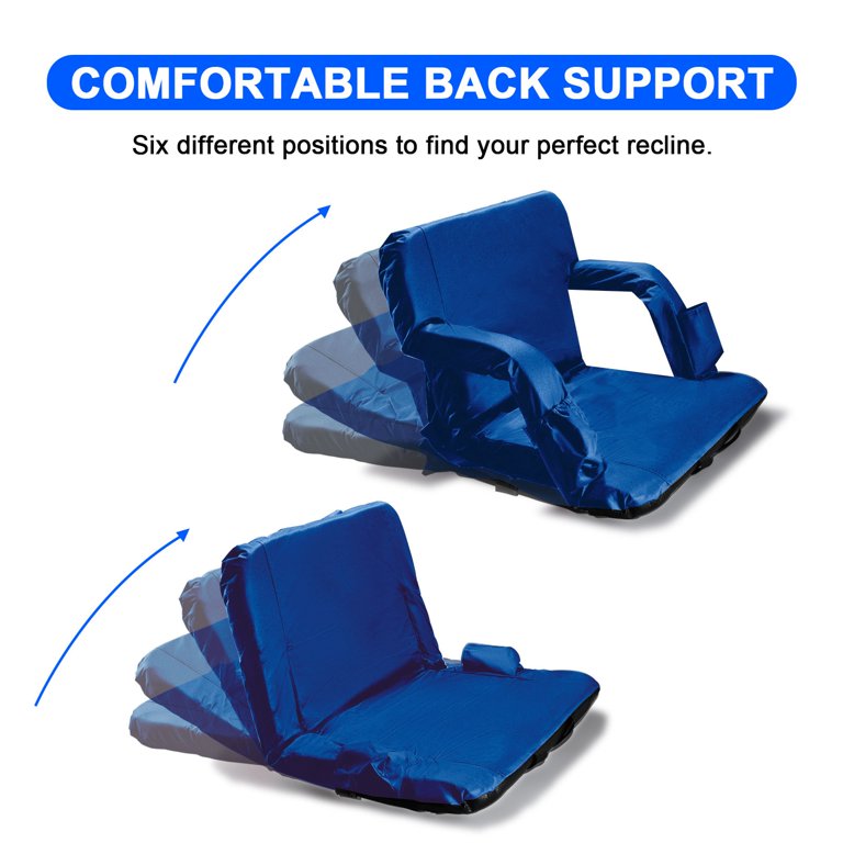 Nalone Folding Stadium Seat 25 inch Wide Stadium Chairs for Bleachers Portable with Back Supports Thick Padded Cushion Armrests RECLINING, Blue