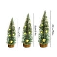 thumbnail image 3 of 3Pcs Mini Christmas Trees With Wooden Base Artificial Christmas Trees For Village Tabletop Home Room Party Crafts Christmas Decor Indoor With Light, 3 of 6