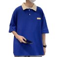thumbnail image 2 of Camiseta Cuello Vuelto Bloqueo de Color Suelto Hombres Verano Tops Casual para Trabajar para Citas ANGGREK Otros, 2 of 8