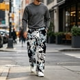 thumbnail image 4 of GrmtClth Mens Camouflage Cargo Pants Relaxed Open Bottom Lightweight Street Style Multi Utility Pocket Walking Daily Pants Black 2XL, 4 of 7