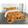 thumbnail image 3 of Ambesonne Construction Quilted Bedspread Set 3 Pcs, Excavator Track, King Size, Orange Black, 3 of 5
