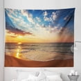 thumbnail image 1 of Scenery Tapestry, Cloudscape over the Sea Honeymoon Travel Destination Sunrise Panoramic Shot, Fabric Wall Hanging Decor for Bedroom Living Room Dorm, 5 Sizes, Blue Yellow Brown, by Ambesonne, 1 of 1