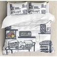 thumbnail image 3 of Ambesonne Recording Studio with Music Devices Turntable Records Speakers Digital Illustration Duvet Cover Set, 3 of 3