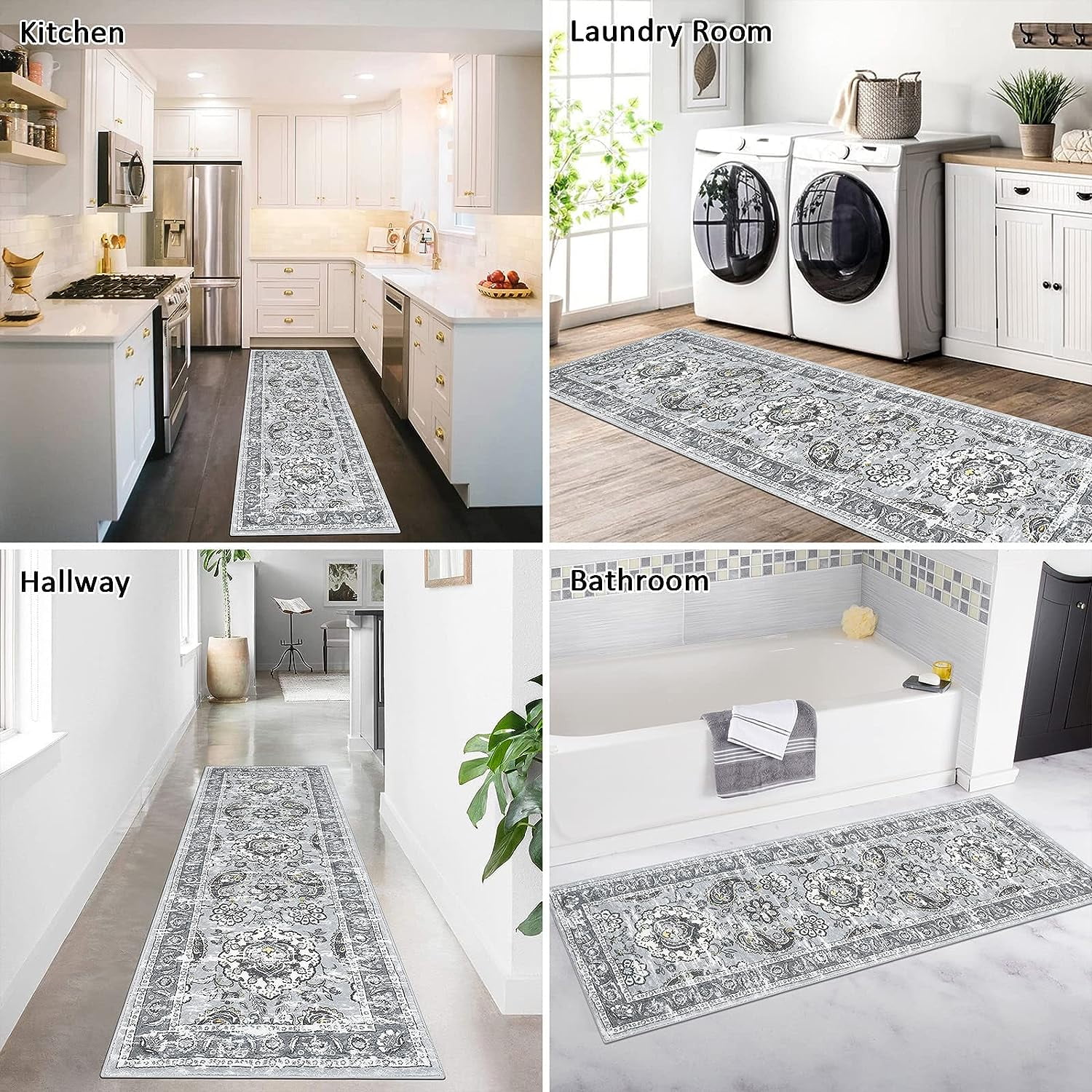 Yamaziot 2x6 ft Runner Rug for Hallway, Laundry Paisley Runner Rug, Farmhouse Kitchen Floor Mat, Non Shedding Washable Rug for Bedroom, Living Room, Dining Room