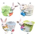 thumbnail image 3 of BToBackyard Handmade Craft Flower Pot Plant Container Garden Tool Bonsai Resin Easter Rabbit Design Decor Mini Bunny Party Holder, 3 of 10