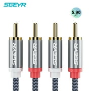 2RCA Video Cable M/M 5.9ft SGEYR Stereo Subwoofer Auxiliary Audio Cord