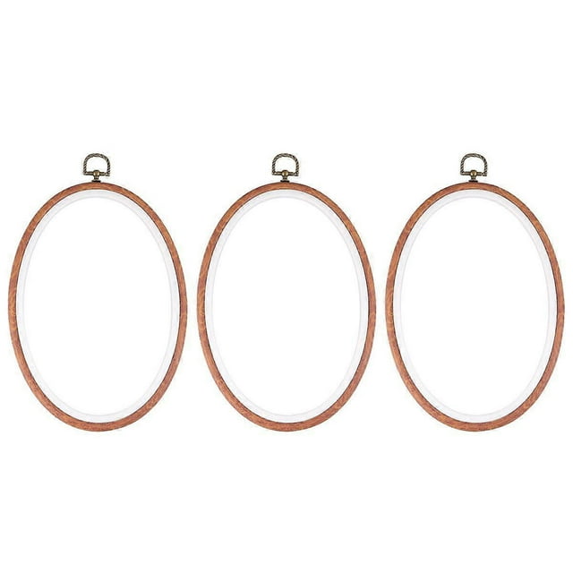 3pcs 18x25CM Imitated Wooden Embroidery Circle Frame Elliptical Cross Stitch DIY Craft Circle Sewing Manual Tool
