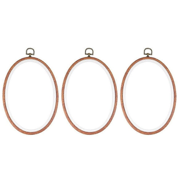 3pcs 18x25CM Imitated Wooden Embroidery Circle Frame Elliptical Cross Stitch DIY Craft Circle Sewing Manual Tool