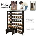 thumbnail image 3 of Shoe Rack Shoe Organizer Shlef w Footstool espresso Finish solid wood storage shoe rack Natural Wood Tone, 3 of 5