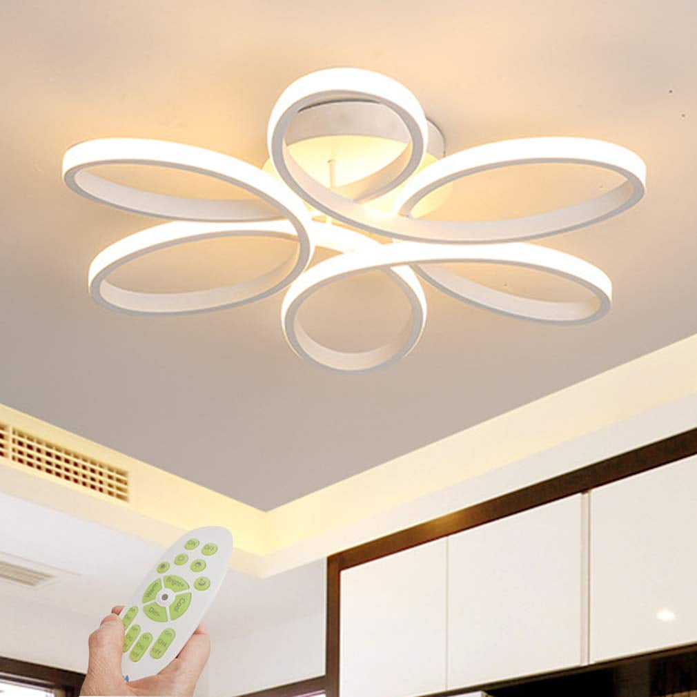 LED Flower Shaped Ceiling Light Bedroom Dimmable Flush Mount Lighting