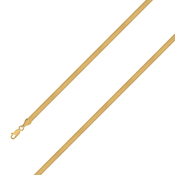 Men’s Women's 4 MM 10k Yellow Gold Herring Bone Chain Necklace - Size 18 Inches