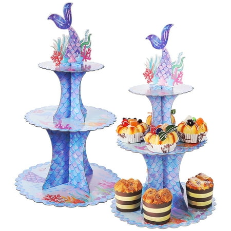 

PATKAW 2pcs Cupcake Stands Mermaid Party Dessert Display Holder Snack Cake Serving Stands