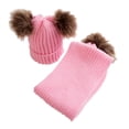thumbnail image 2 of Bebé Niños Niñas Invierno Cálido Faux Doble Piel Pom Bobble Knit Bufanda Rosado perfke Set de bufanda de sombrero infantil, 2 of 9