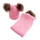 thumbnail image 2 of Niños Bebés Niños Niñas Grueso Tejido Crochet Invierno Bufanda Larga Gorras Sombreros Conjunto con Pom Rosado, 2 of 9