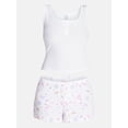 thumbnail image 5 of No Boundaries Cloud Core Sleepwear Tank Top and Shorts Sleep Set, 2-Piece, Women's XXS-3X, 5 of 5