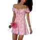 thumbnail image 2 of Txlixc Mini vestido para mujer, manga corta con estampado de flores y cordones, vestido de verano para vacaciones informales Txlixc  Moda, 2 of 5