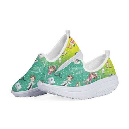

WHEREISART Mediciner Gradient Style Women Summer Mesh Shoes Heightreasing Premium Sketch Physician Nurse Female Swing Shoe