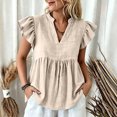 thumbnail image 2 of Msgweeeg Womens Blouses Dressy Casual Short Sleeve V Neck T Shirts for Women Solid Color Loose Fit Summer Breathable Womens Going out Tops for Everyday Casual Wear, 2 of 7