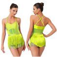 thumbnail image 5 of YiZYiF Womens Shiny Jazz Latin Dance Leotard Tassel Bodysuit Stage Shows Dancing Party Dress Fluorescent Yellow M, 5 of 6
