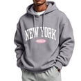 thumbnail image 5 of qafoshin Men's Letter-Print Athletic Hoodie, Fall Classic Long-Sleeve Drawstring Hooded Graphic Sweatshirt, 5 of 6