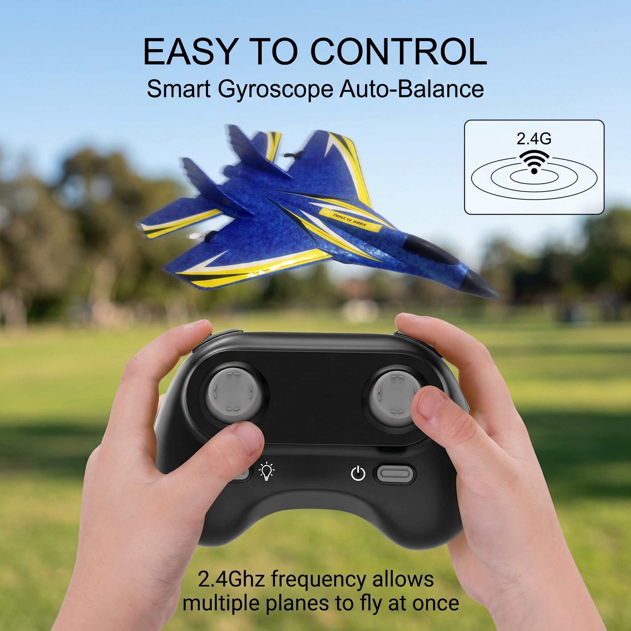 RC Plane,Remote Control Airplane Ready to Fly, 2.4Ghz 2 Channel RC Airplane with 3-Axis Gyro Stabilization, Durable EPP Foam RC Jet Aircraft Glider for Beginners & Kids