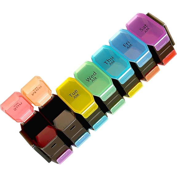 Extra Large Weekly Pill Organizer 2 Times a Day - XL Pill Case Am Pm - Big Pill Box 7 Day Oversized Daily Vitamin Organizer Jumbo Pill Container Twice a Day Medicine Supplement Dispenser Rainbow