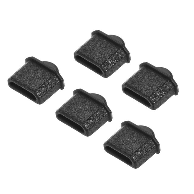 Unique Bargains Silicone Micro Male Port Anti-Dust Stopper Cap Cover Black 5PCS