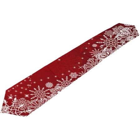 

Tangkunup Christmas New Year Winter Snowflakes Tree Stars Red Table Runners Cloth for Kitchen Dining Tables 13 x 90 inch