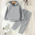 thumbnail image 2 of Kogui Boy Hoodie Sets Boys Clothes Long Sleeve Hooded Pullover Colorblock Sweatshirt + Pants 2pcs Fall Winter Outfit Set Size 9-10 Years (Grey,9-10 Years), 2 of 8