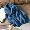 thumbnail image 1 of RXIRUCGD Women's Fashionable Solid Color Fold Soft Skin Friendly Scarf( Blue ), 1 of 3