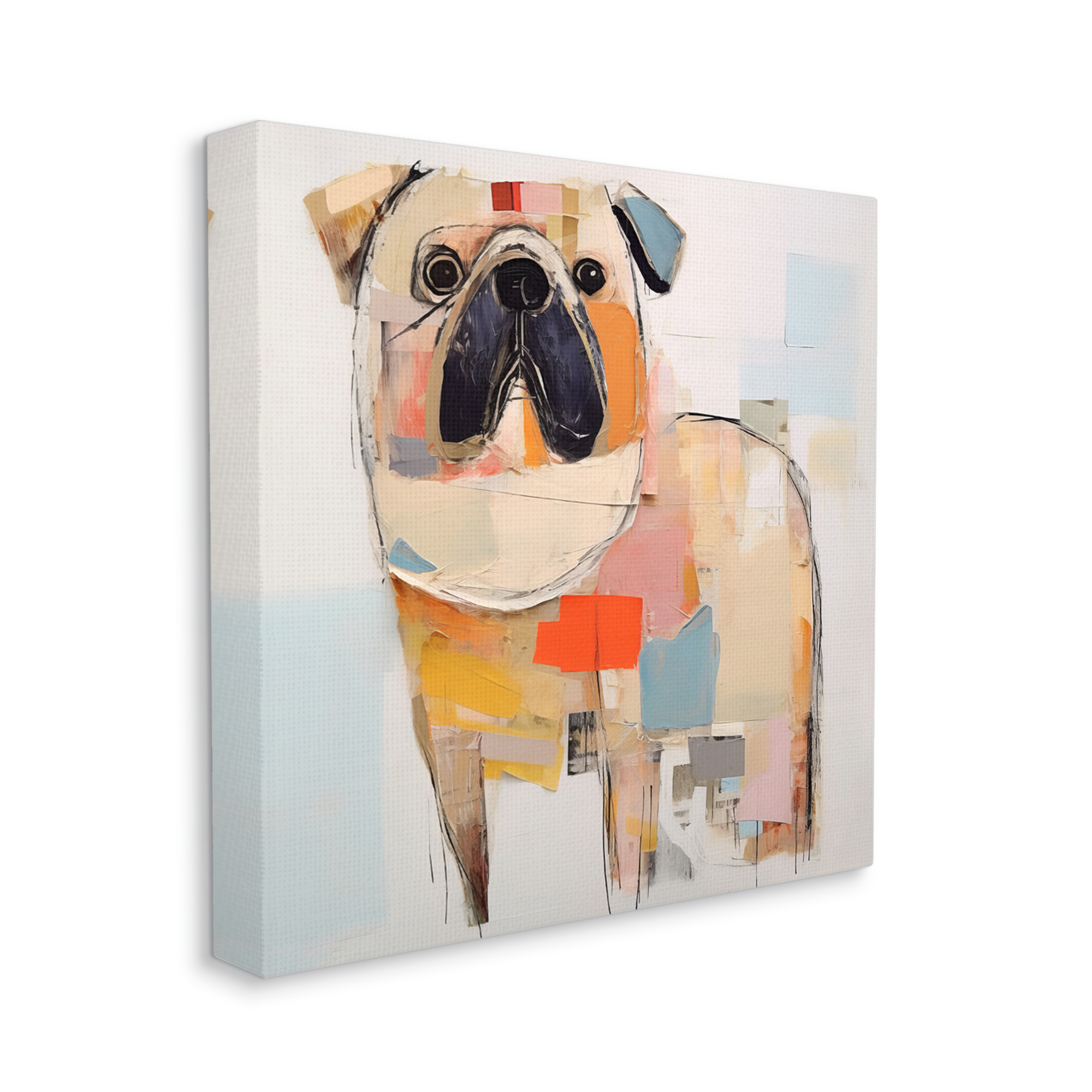 Stupell Industries Abstract Pug Collage Animals & Insects Painting Gallery Wrapped Canvas Art Print Wall Art, 17 x 17