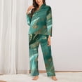 thumbnail image 2 of Pofeuu Green And Gold Marble Print Womens Pajamas Set Long Sleeve Sleepwear Button Down Nightwear Soft Pj Lounge Sets Button Down Pajamas Women-Large, 2 of 7