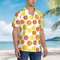thumbnail image 3 of Honeii Lemon Orange Print Men’s Hawaiian Shirt,Classic Button-Down Short Sleeve Shirt, for Beach, Vacation, and Outdoor Activities,Small, 3 of 7