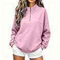 thumbnail image 2 of ThriftyPlait Womens Quarter Zip Sweatshirt Casual Long Sleeve Pullover Loose Fit Coat with Kangaroo Pocket Fall Winter Daily Top, 2 of 7