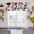 thumbnail image 4 of Red Black Grey Geometric Valances for Windows, Middle Century Modern Abstract Art Light Filtering Kitchen Curtains, Rod Pocket Window Valance Curtains for Living Room Bedroom, 42" W x 18" L, 2 Panels, 4 of 9