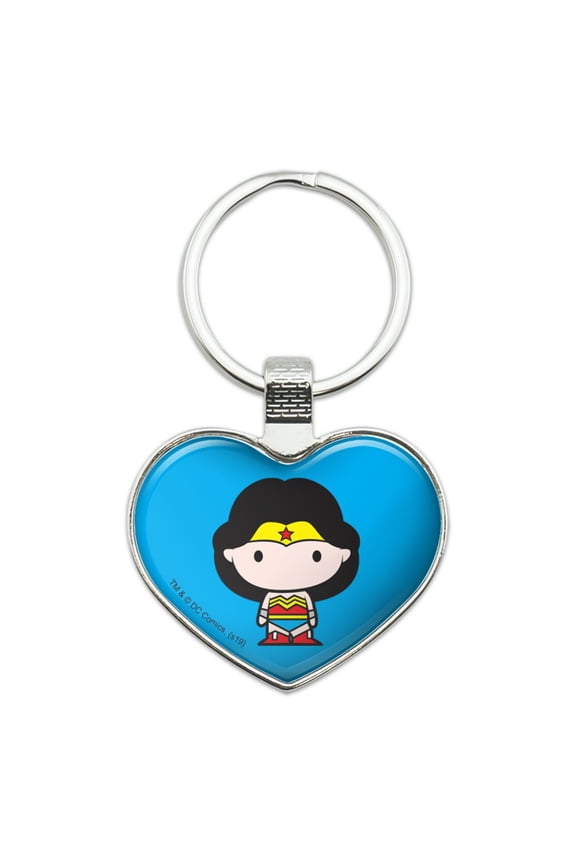 Wonder Woman Cute Chibi Character Keychain Heart Love Metal Key Chain Ring