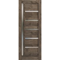Slab Barn Door Panel Frosted Glass | Quadro 4088 Cognac Oak | Sturdy Finished Doors | Pocket Closet Sliding-24" x 80"