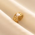 thumbnail image 5 of Anillos abiertos de esmalte blanco de color dorado bohemio, anillo de dedo ajustable de acero inoxidable irregular de lujo para mujer, regalos de joyería con abalorios, 5 of 5