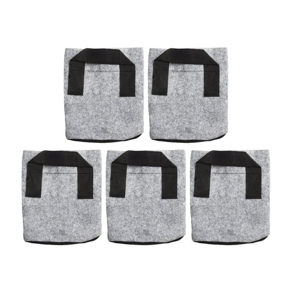 Breathable Fabric Grow Bags For Healthy Root Zones 5 Pack Gray 25 Gallon