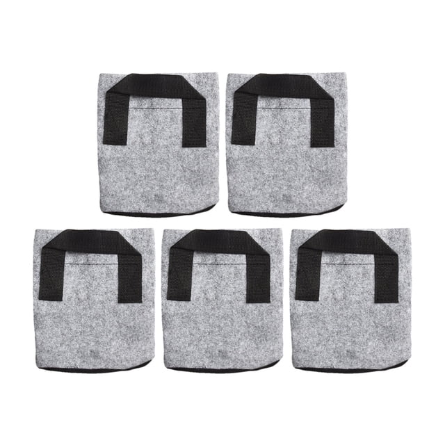 Mosiee Breathable Fabric Grow Bags For Healthy Root Zones 5 Pack Gray 25 Gallon