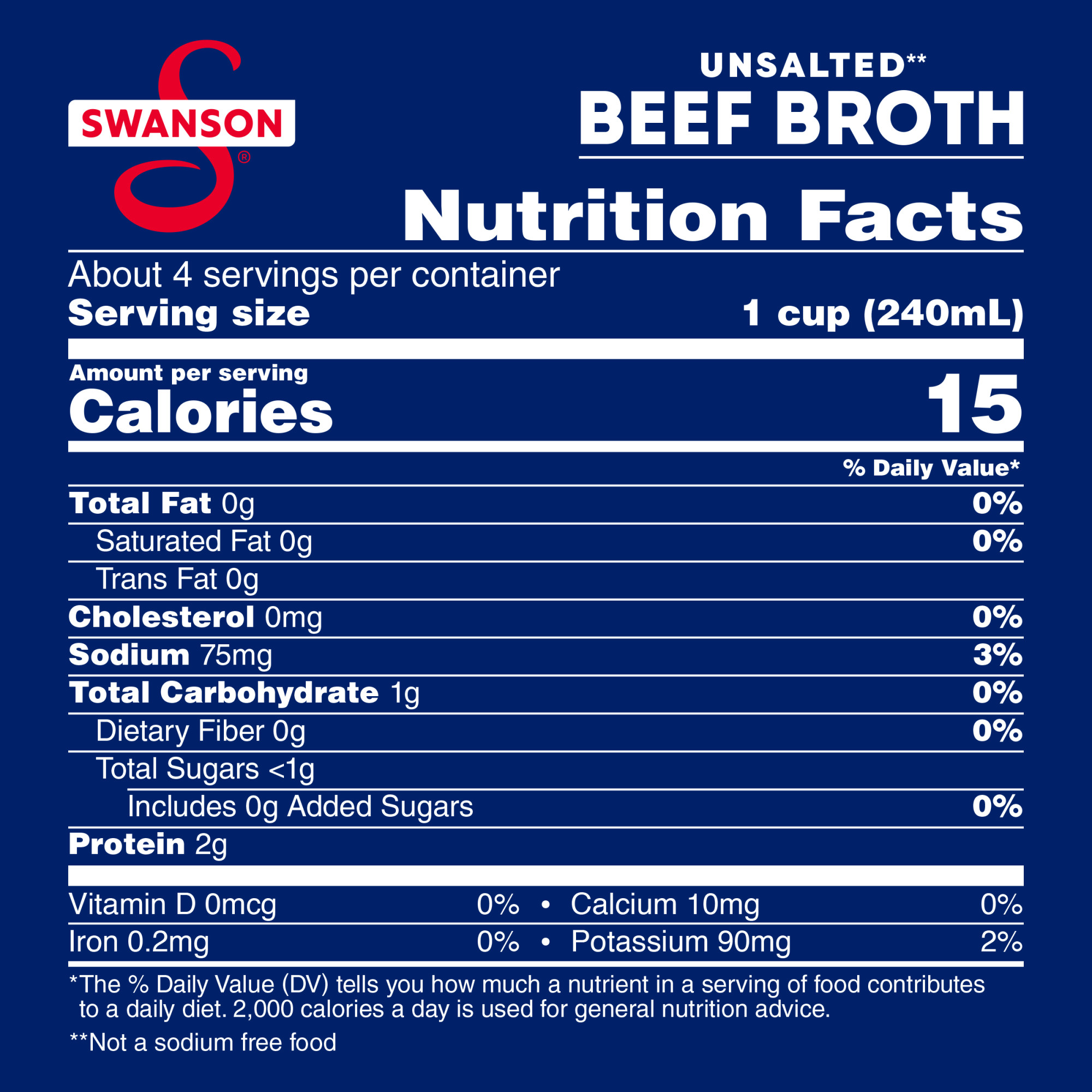 Swanson 100% Natural, Gluten-Free Unsalted Beef Broth, 32 oz Carton - image 2 of 15