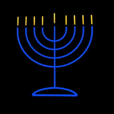 24" LED Neon Menorah Silhouette Motif Display