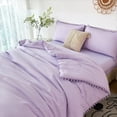 thumbnail image 6 of RYNGHIPY Lavender Twin Size Comforter Set for Girls Women 3 Pcs Purple Pom Ball Boho Bedding Set with Pillowcases 100% Microfiber Lightweight Breathable Quilt Set (Lavender, Twin), 6 of 8