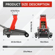 3 Ton Low Profile Floor Jack 5.31-18.11 Inch Lift, 6600 LB Hydraulic Car Jack with Wheels for Garage Auto Repair,Red