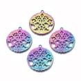 thumbnail image 2 of Ion Plating(IP) 201 Stainless Steel Pendants Flat Round with Star & Moon Rainbow color 33.5x30x1.5mm Hole: 2mm, 2 of 3