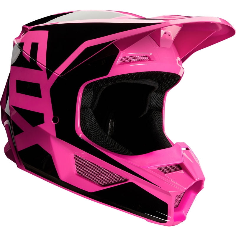 pink and black dirt bike helmet